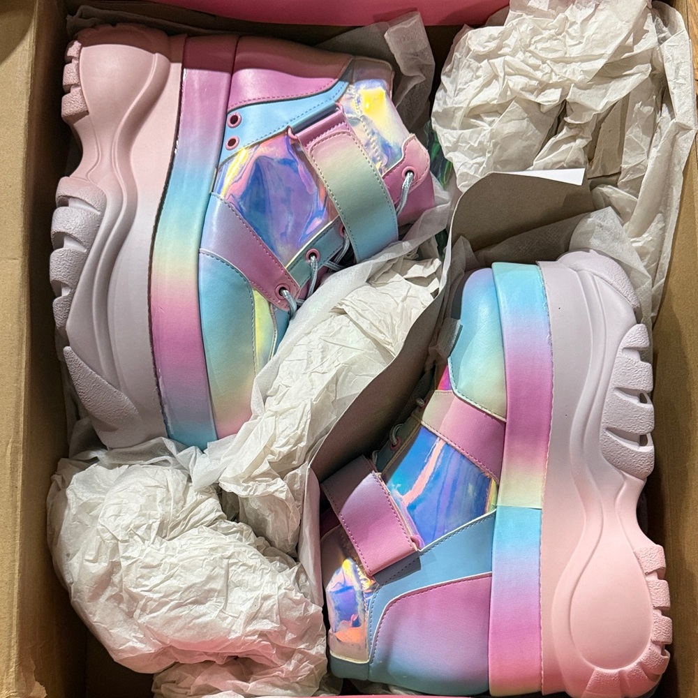 Sugar Thrillz Pastel Iridescent Platform Shoes